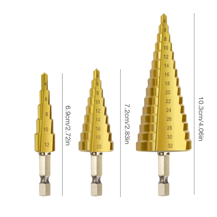 4-32 mm Titanium Coated Metal Hex Core Drill Bits Wood Hole Cutter Step