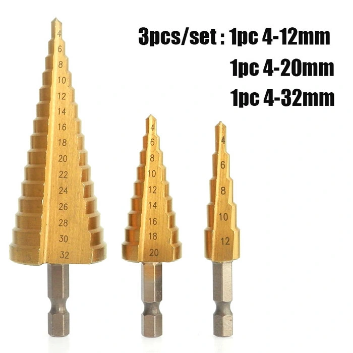 4-32 mm Titanium Coated Metal Hex Core Drill Bits Wood Hole Cutter Step